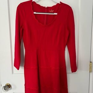 Red Kate Spade scalloped hemmed dress, size 6